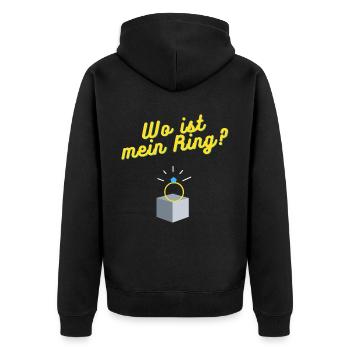 Wo ist mein Ring? - Unisex Premium Bio Zip Hoodie - Schwarz - Hinten - Nico (187cm)