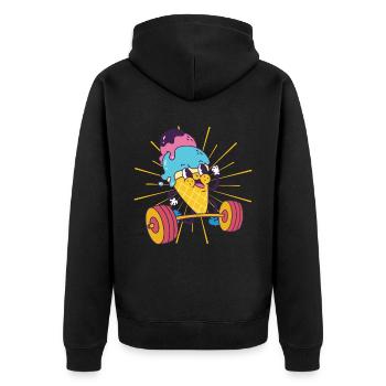 Crème Glacée Musculation Squat Crème glacée Fitness kawaii - Veste à capuche bio Premium Unisexe - noir - Dos - Nico (187cm)