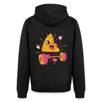 Nachos Kraftsport Fitness Nachos kawaii - Unisex Premium Bio Zip Hoodie - Schwarz - Hinten - Nico (187cm)