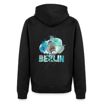 Berlin Allemagne City Skyline Splash coloré - Veste à capuche bio Premium Unisexe - noir - Dos - Nico (187cm)