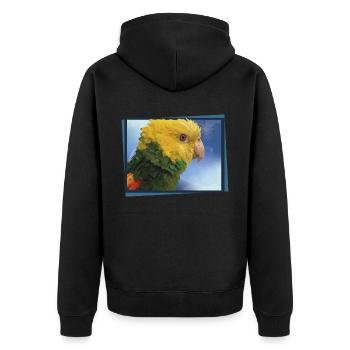 Der Gelbkopfpapagei - Unisex Premium Bio Zip Hoodie - Schwarz - Hinten - Nico (187cm)