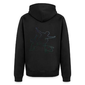 Damen Parkour Free Runner Free Running Parcours - Unisex Premium Bio Zip Hoodie - Schwarz - Hinten - Nico (187cm)