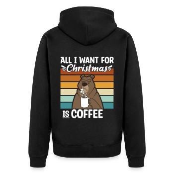 Bär lustiger Spruch Weihnachten - Unisex Premium Bio Zip Hoodie - Schwarz - Hinten - Nico (187cm)