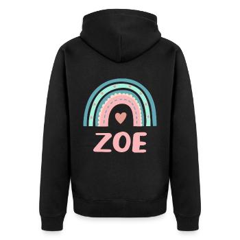 Zoe Name Rainbow Baby - Unisex Premium Organic Zip Hoodie - black - Back - Nico (187cm)