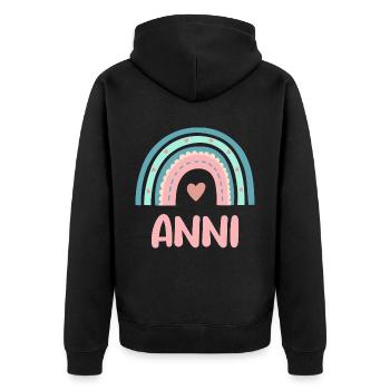 Anni Name Rainbow Baby - Unisex Premium Organic Zip Hoodie - black - Back - Nico (187cm)