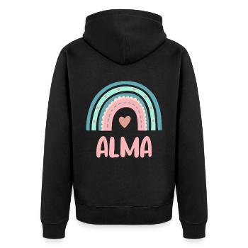 Alma Name Regenbogen Baby - Unisex Premium Bio Zip Hoodie - Schwarz - Hinten - Nico (187cm)