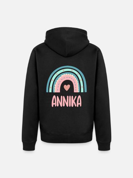 Annika Name Rainbow Baby - Unisex Premium Organic Zip Hoodie - black