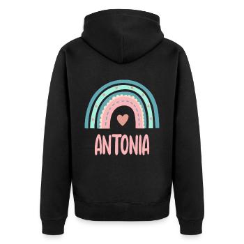 Antonia Name Rainbow Baby - Unisex Premium Organic Zip Hoodie - black - Back - Nico (187cm)