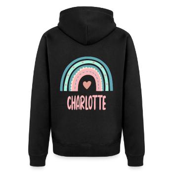 Charlotte Name Rainbow Baby - Unisex Premium Organic Zip Hoodie - black - Back - Nico (187cm)