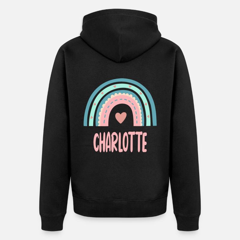 Charlotte Nom Rainbow Baby - Veste à capuche bio Premium Unisexe - noir