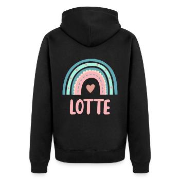 Lotte Name Rainbow Baby - Unisex Premium Organic Zip Hoodie - black - Back - Nico (187cm)