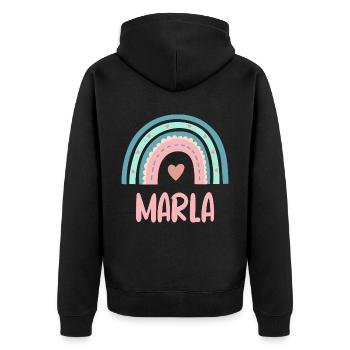 Marla Name Regenbogen Baby - Unisex Premium Bio Zip Hoodie - Schwarz - Hinten - Nico (187cm)