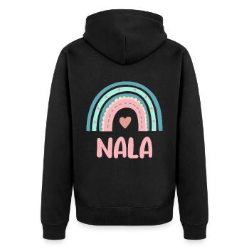 Nala Name Regenbogen Baby - Unisex Premium Bio Zip Hoodie - Schwarz - Hinten - Nico (187cm)