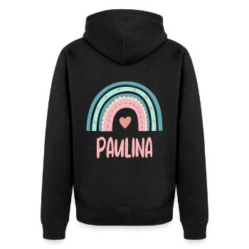 Paulina Name Regenbogen Baby - Unisex Premium Bio Zip Hoodie - Schwarz - Hinten - Nico (187cm)