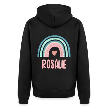 Rosaline Name Regenbogen Baby - Unisex Premium Bio Zip Hoodie - Schwarz - Hinten - Nico (187cm)
