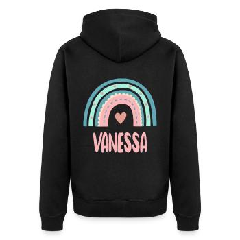 Vanessa Name Rainbow Baby - Unisex Premium Organic Zip Hoodie - black - Back - Nico (187cm)
