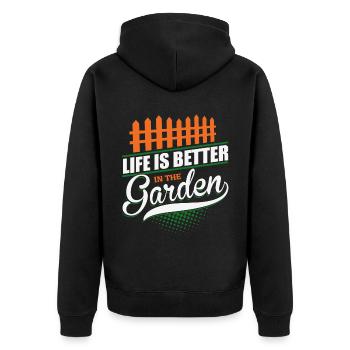 Hobby gardeners, fruit and vegetable gardeners - Unisex Premium Organic Zip Hoodie - black - Back - Nico (187cm)