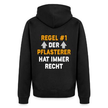 Pflasterer Geschenk Geburtstag Spruch - Unisex Premium Bio Zip Hoodie - Schwarz - Hinten - Nico (187cm)