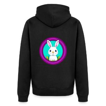 Rabbit White Purple Easter - Unisex Premium Organic Zip Hoodie - black - Back - Nico (187cm)