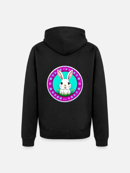 White Easter Flower Meadow - Unisex Premium Organic Zip Hoodie - black