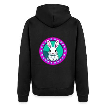 Ostergeschenk Osterhase - Unisex Premium Bio Zip Hoodie - Schwarz - Hinten - Nico (187cm)