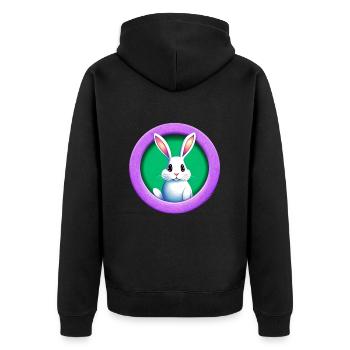 Lila Kreis Osterhase - Unisex Premium Bio Zip Hoodie - Schwarz - Hinten - Nico (187cm)