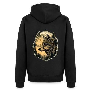 Wolf Art Head Wolf’s Head Nature Wilderness Vintage - Veste à capuche bio Premium Unisexe - noir - Dos - Nico (187cm)