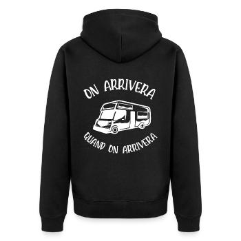 on arrivera quand on arrivera - Veste à capuche bio Premium Unisexe - noir - Dos - Nico (187cm)