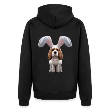 English Cocker Spaniel mit Hasenohren - Unisex Premium Bio Zip Hoodie - Schwarz - Hinten - Nico (187cm)