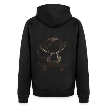 Monkey on skateboard - Unisex Premium Organic Zip Hoodie - black - Back - Nico (187cm)