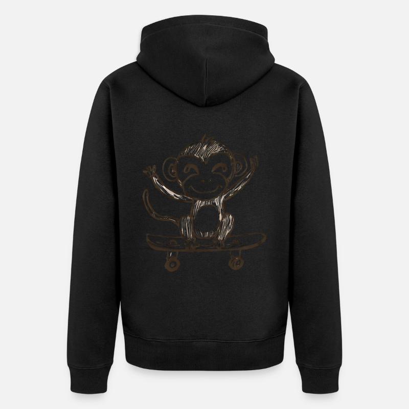 Singe sur skateboard - Veste à capuche bio Premium Unisexe - noir
