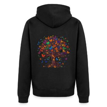 Papillon Arbre Papillons colorés Mouches - Veste à capuche bio Premium Unisexe - noir - Dos - Nico (187cm)