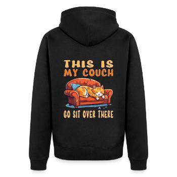 Cat Couch Sofa Funny Humor Typical Cartoon - Unisex Premium Organic Zip Hoodie - black - Back - Nico (187cm)