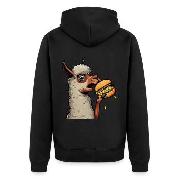 Lama mangeur de cheeseburger - Veste à capuche bio Premium Unisexe - noir - Dos - Nico (187cm)