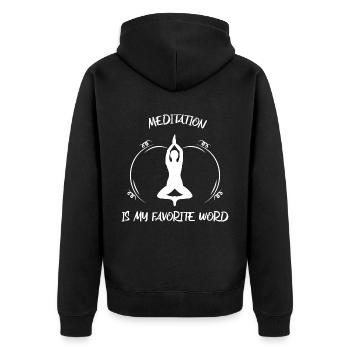 Meditaion - Unisex Premium Bio Zip Hoodie - Schwarz - Hinten - Nico (187cm)