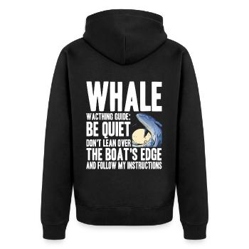 Wale beobachten - Unisex Premium Bio Zip Hoodie - Schwarz - Hinten - Nico (187cm)
