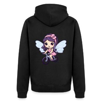Fée Mignon Vélo Bande Dessinée - Veste à capuche bio Premium Unisexe - noir - Dos - Nico (187cm)