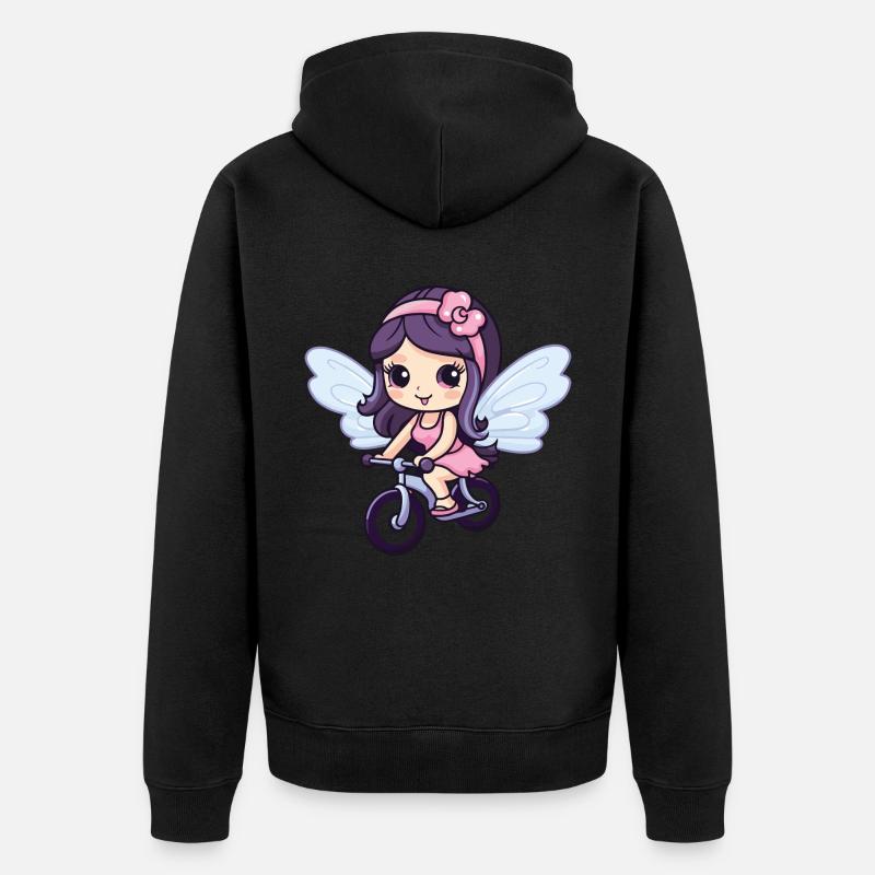 Fée Mignon Vélo Bande Dessinée - Veste à capuche bio Premium Unisexe - noir