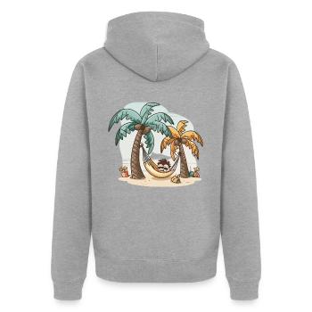 Le gourou de la relaxation - Veste à capuche bio Premium Unisexe - gris chiné - Dos - Nico (187cm)