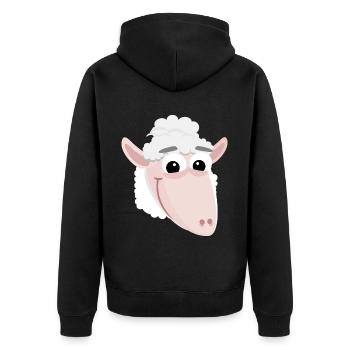 Lustiges Schaf - Unisex Premium Bio Zip Hoodie - Schwarz - Hinten - Nico (187cm)