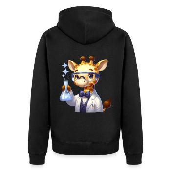 Cute Giraffe Scientist - Unisex Premium Bio Zip Hoodie - Schwarz - Hinten - Nico (187cm)