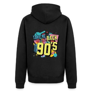 90s 90s Music Colorful Party Carnival Costume - Unisex Premium Organic Zip Hoodie - black - Back - Nico (187cm)