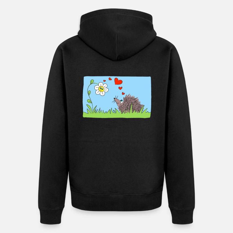 AMIS Hérisson et fleur - Veste à capuche bio Premium Unisexe - noir