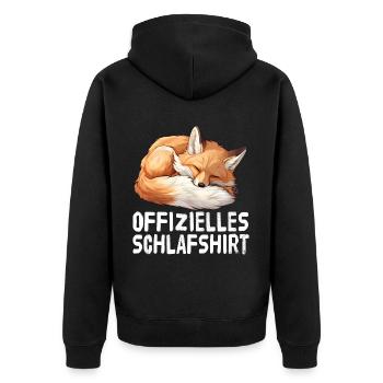 Official Sleep Shirt Fox - Unisex Premium Organic Zip Hoodie - black - Back - Nico (187cm)
