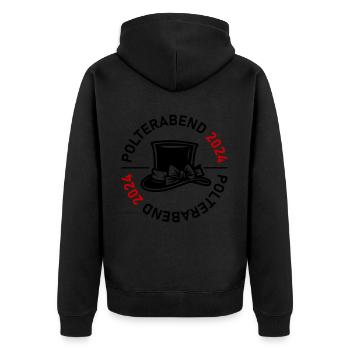Polterabend 2024 - Unisex Premium Bio Zip Hoodie - Schwarz - Hinten - Nico (187cm)