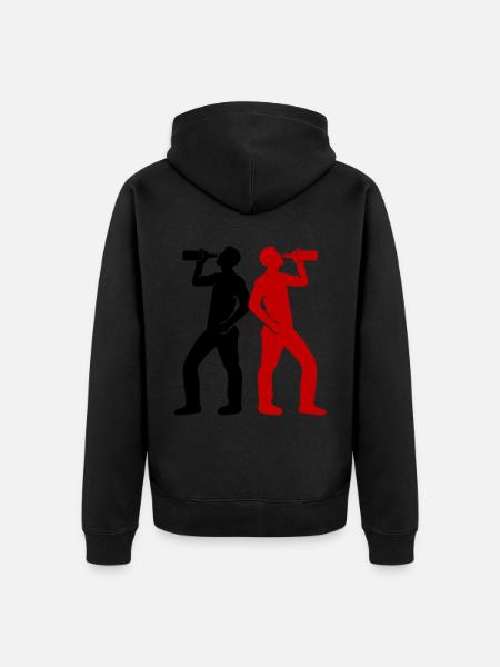 Drinker Beer Silhouette - Unisex Premium Organic Zip Hoodie - black