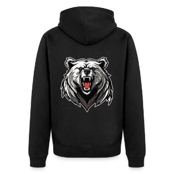 Stolze brüllender Bär - Unisex Premium Bio Zip Hoodie - Schwarz - Hinten - Nico (187cm)