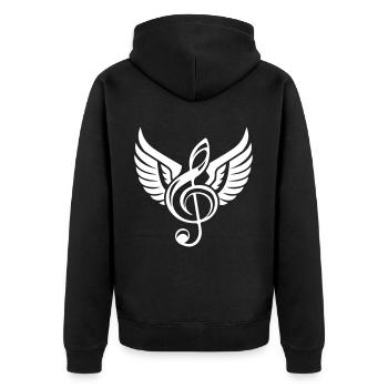 Clef Grand Piano Musician - Unisex Premium Organic Zip Hoodie - black - Back - Nico (187cm)