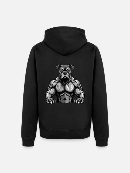 Dog Muscles Workout Gym - Unisex Premium Organic Zip Hoodie - black