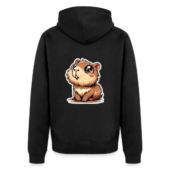 Capybara - Unisex Premium Bio Zip Hoodie - Schwarz - Hinten - Nico (187cm)